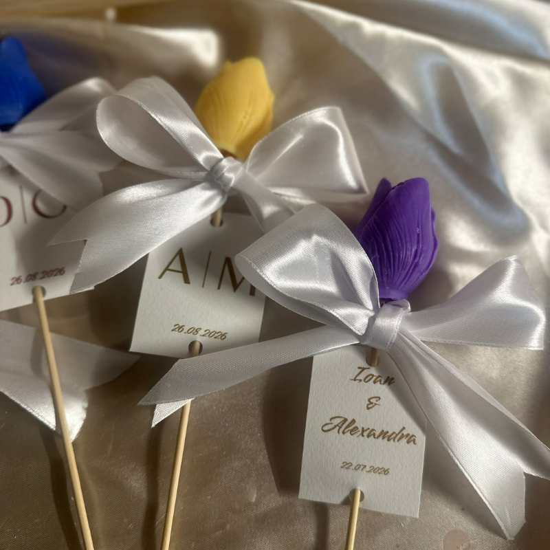 Mărturie nuntă - Lalea personalizată - Parfum personalizabil - Mesaj personalizabil