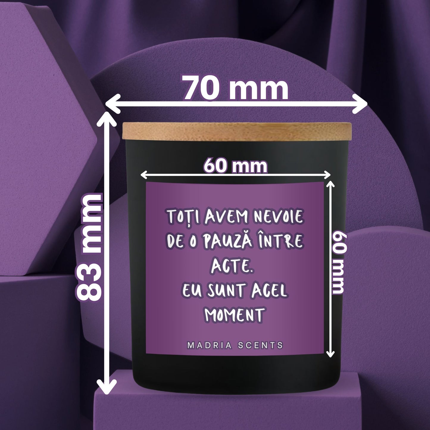 Lumânare artizanală cu parfum sofisticat, recipient mat negru, ideală pentru cadouri elegante corporate.