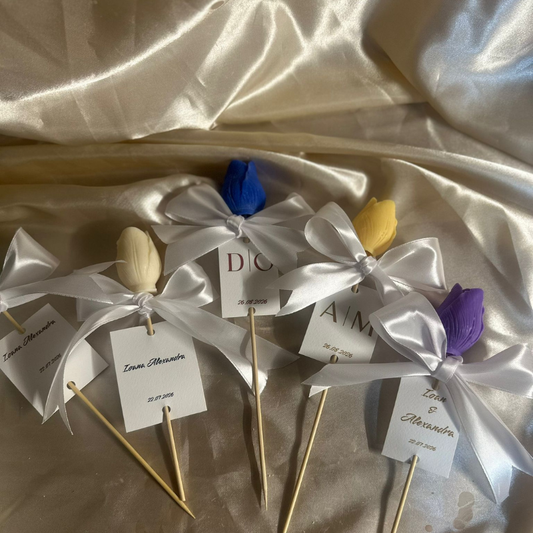 Mărturie nuntă - Lalea personalizată - Parfum personalizabil - Mesaj personalizabil