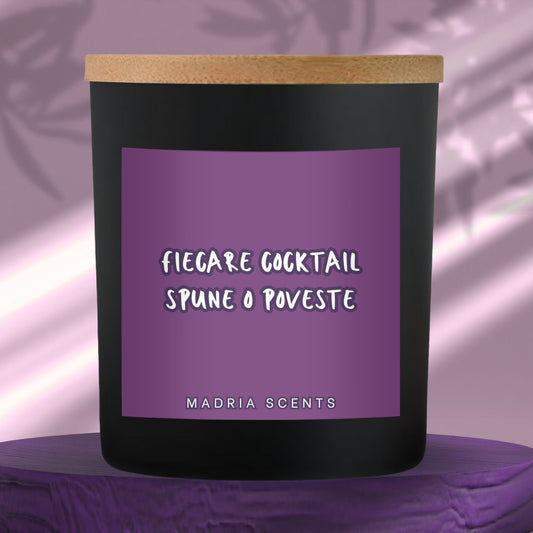 Lumanare parfumata handmade cu fitil din lemn si parfum premium, lumanare personalizata pentru barman cu mesaj tematic dedicat domeniului mixologiei, cadou pentru prieteni, familie si cadou corporate pentru domeniul de activitate barman