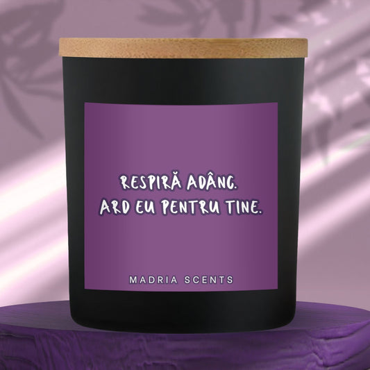 Lumanare parfumata handmade - 200ml - Respiră adânc - fitil din lemn - parfum personalizabil