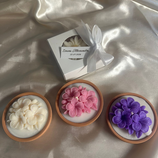 Mărturie MadriaScents - Plumeria în vas ceramic - Personalizabilă