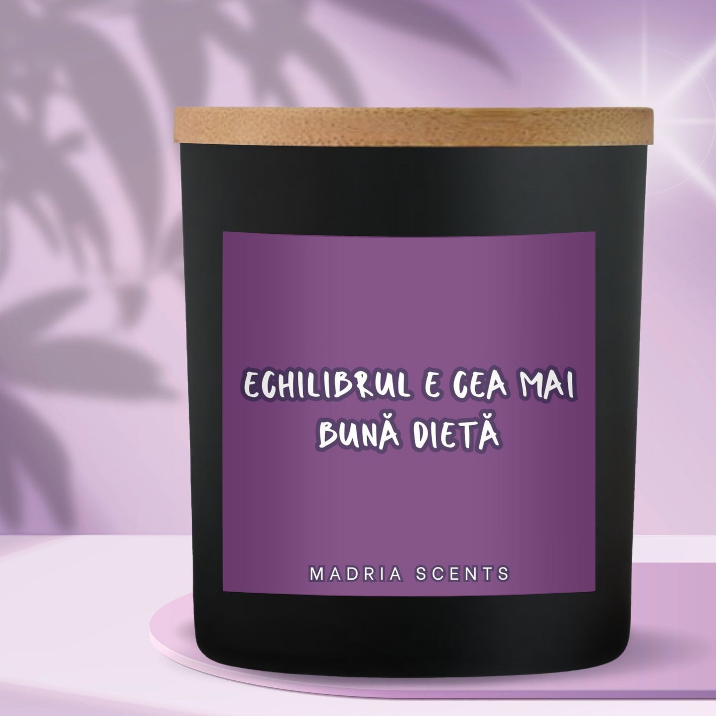 Lumânare parfumată handmade “Echilibrul e cea mai bună dietă.” – fitil din lemn – parfum la alegere