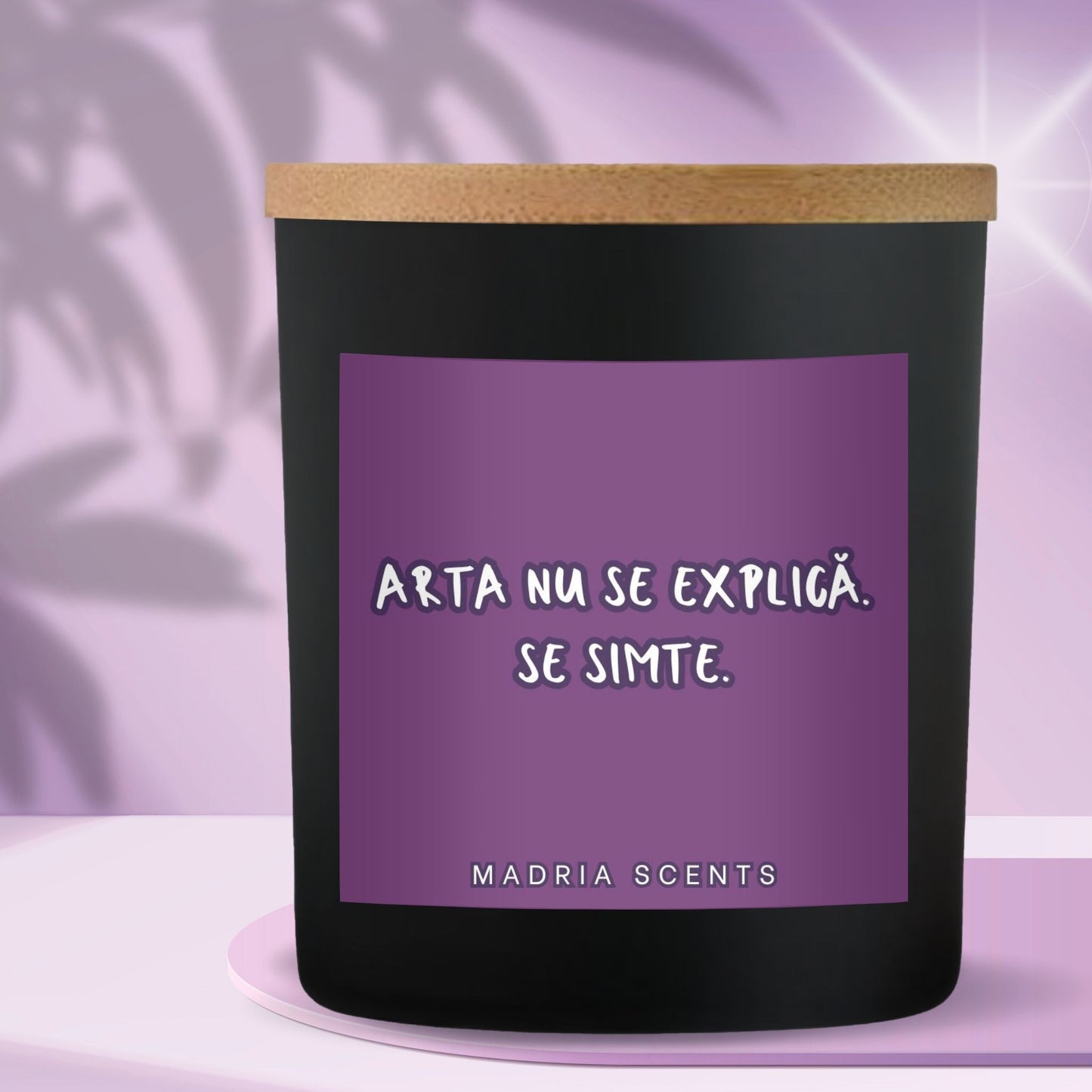 Lumânare parfumată handmade – “Arta nu se explică. Se simte.” – fitil din lemn – parfum la alegere