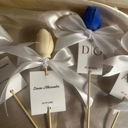 Mărturie nuntă - Lalea personalizată - Parfum personalizabil - Mesaj personalizabil