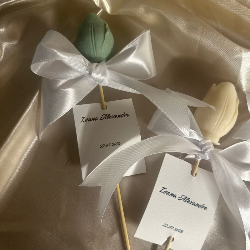 Mărturie nuntă - Lalea personalizată - Parfum personalizabil - Mesaj personalizabil