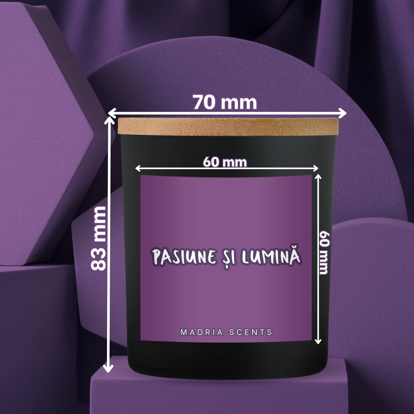 Lumânare parfumată handmade - 200ml - Pasiune și lumină - fitil din lemn - parfum la alegere