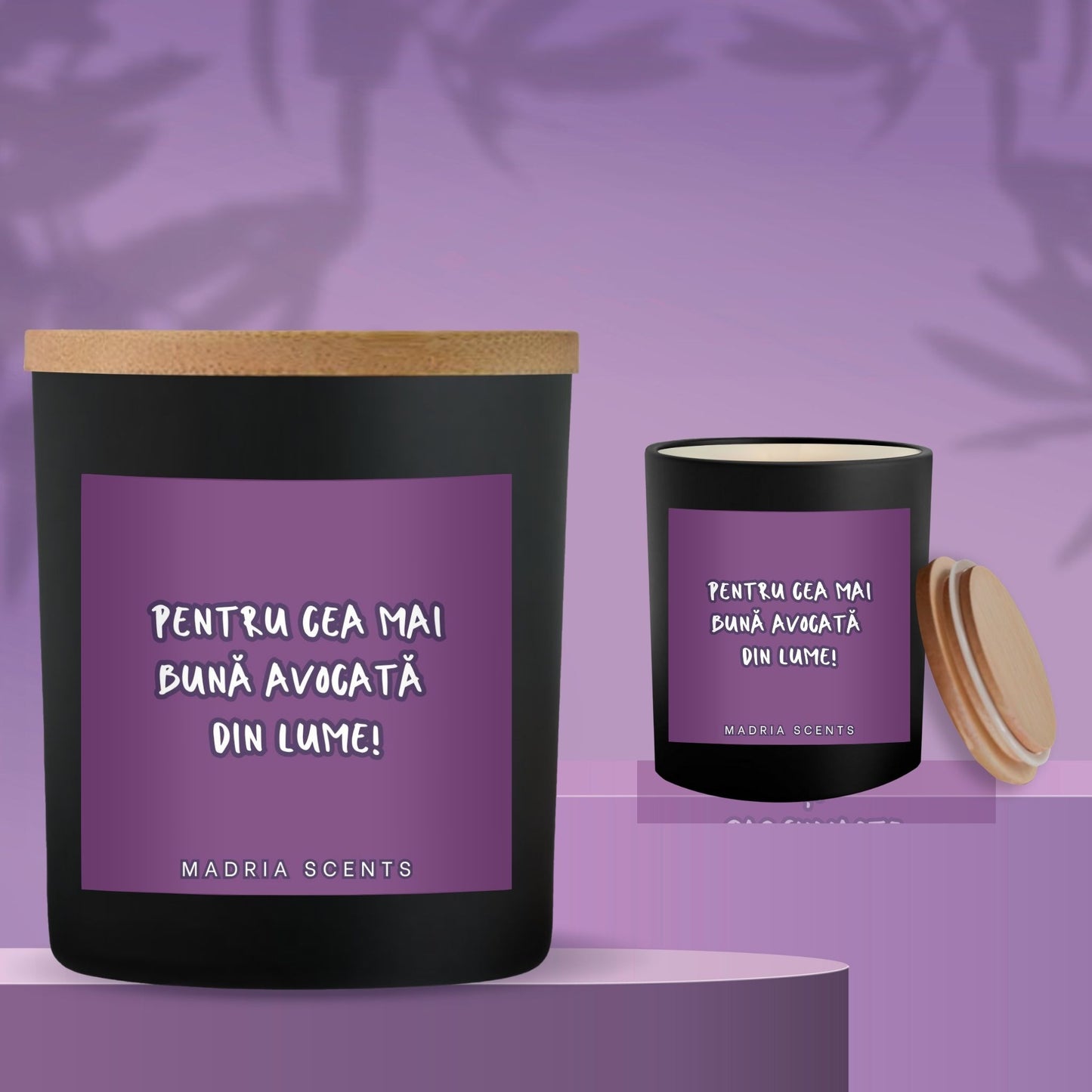 Lumânare parfumată handmade “Pentru cea mai bună avocată din lume!” – fitil din lemn – parfum la alegere
