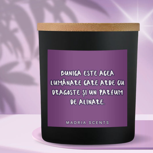 Lumanare parfumata handmade - 200ml - Bunica, parfum de alinare - fitil din lemn - parfum personalizabil