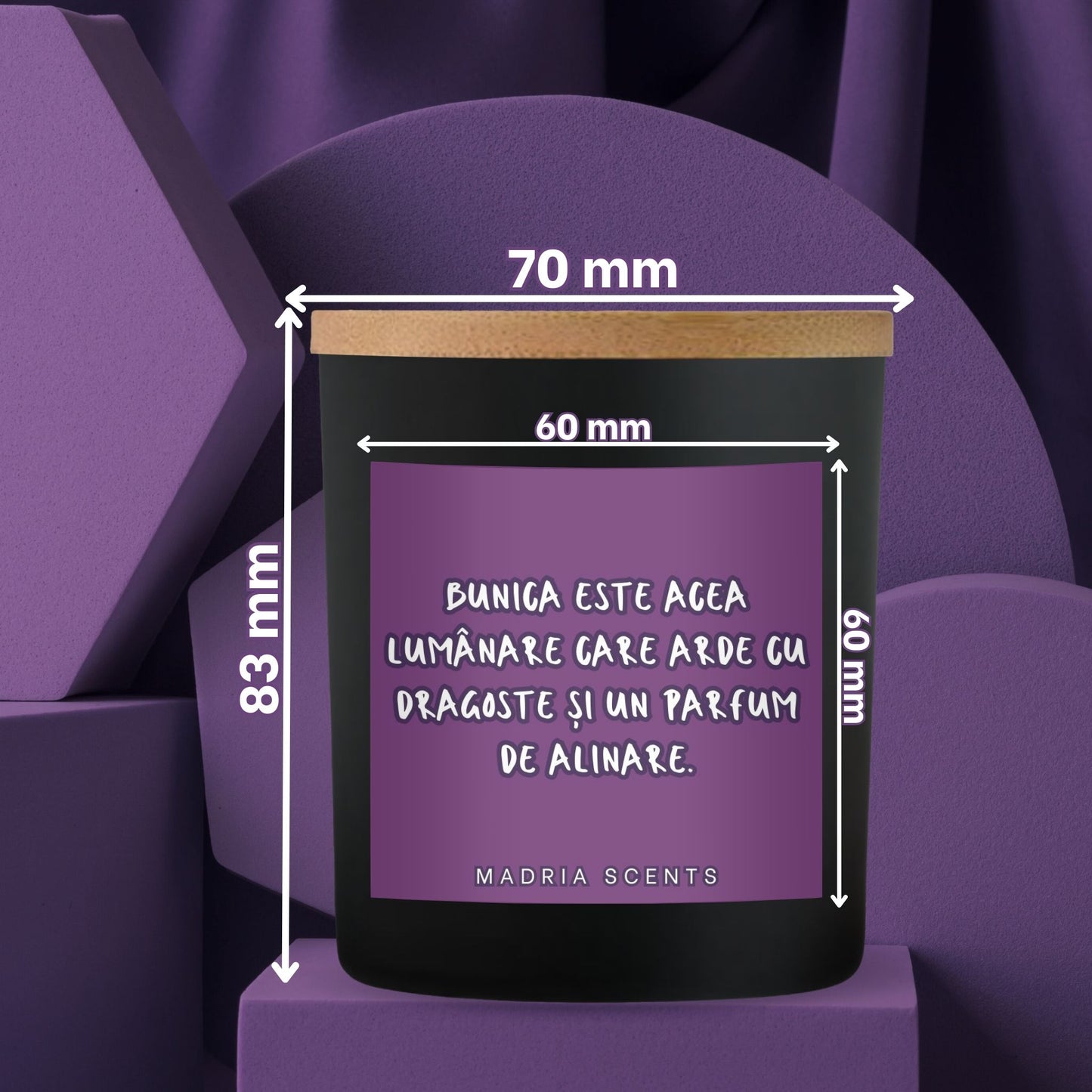 Lumanare parfumata handmade - 200ml - Bunica, parfum de alinare - fitil din lemn - parfum personalizabil